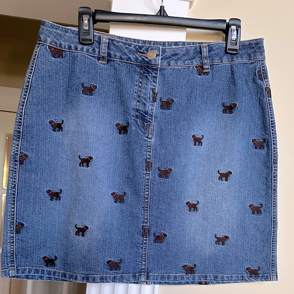 Lilly Pulitzer embroidered denim skirt